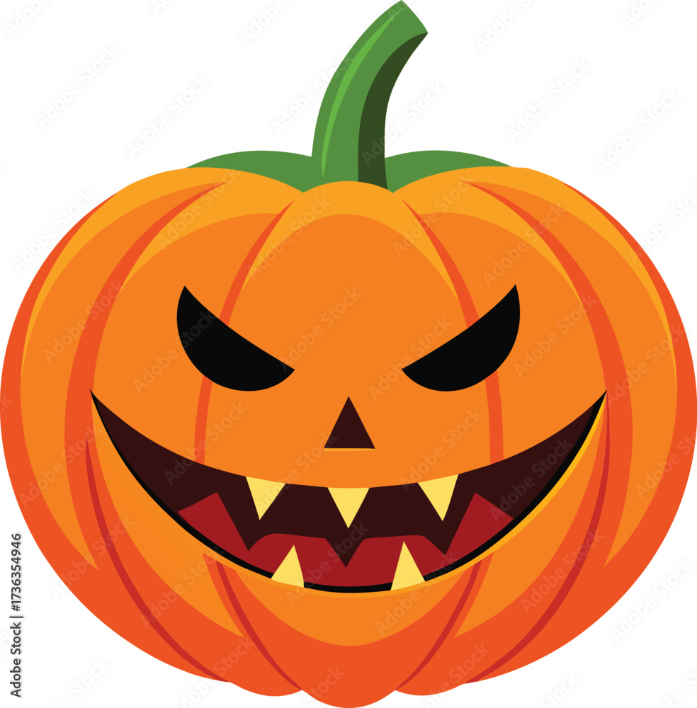 Naklejka premium Scary jack-o-lantern pumpkin vector, Halloween pumpkin with angry face