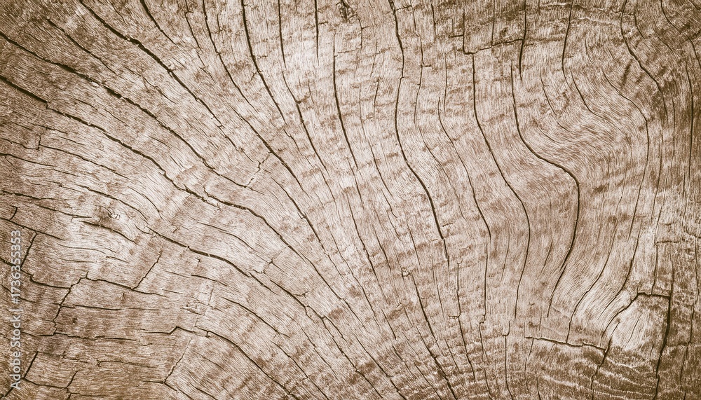 Fototapeta premium weathered tree trunk texture with radial growth rings and cracked wood grain forming natural abstract pattern ideal for rustic wallpaper or banner background with vintage tone