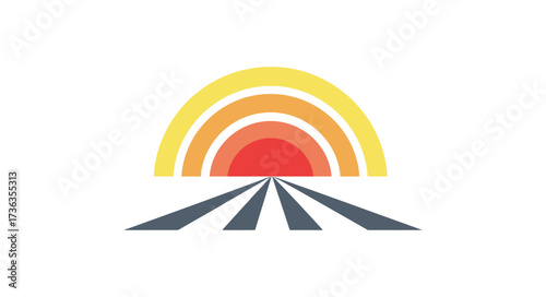 Editable vector sunset road trip logo design vector illustration template graphic design travel journey adventure sun rays