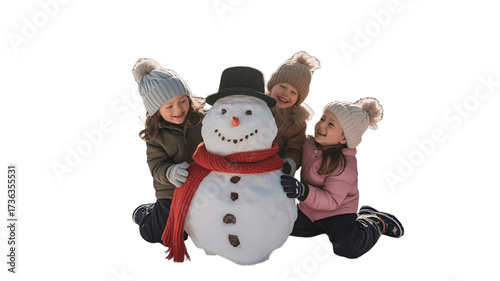 Joyful children gather around the snowman, embracing the magic of winter!