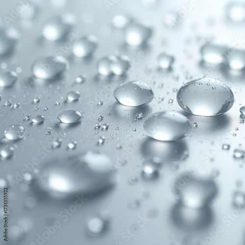 Wallpaper Mural Macro closeup of clear water droplets forming on a smooth metallic surface. Small beads of liquid create a repeating pattern. The wet texture reflects light. Torontodigital.ca