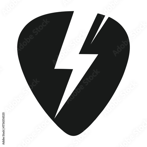 Electric Guitar Pick with Lightning Bolt Symbol