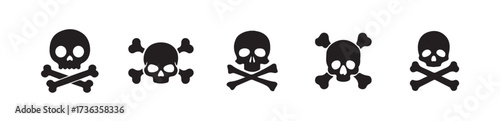 Skull and crossbones icon, Death symbol, danger or poison icon, skull icon vector art silhouette design, vector illustration eps 10.