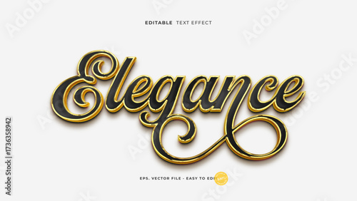 Elegant gold script text effect. Editable glossy gold text style.