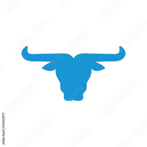 Simple Minimalist Angus Cow Bull Buffalo Longhorn Bison Head Silhouette Symbol Illustration