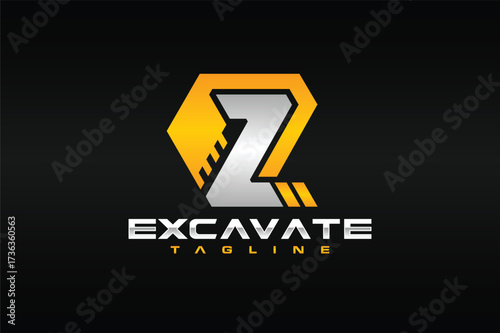 letter Z excavator construction logo