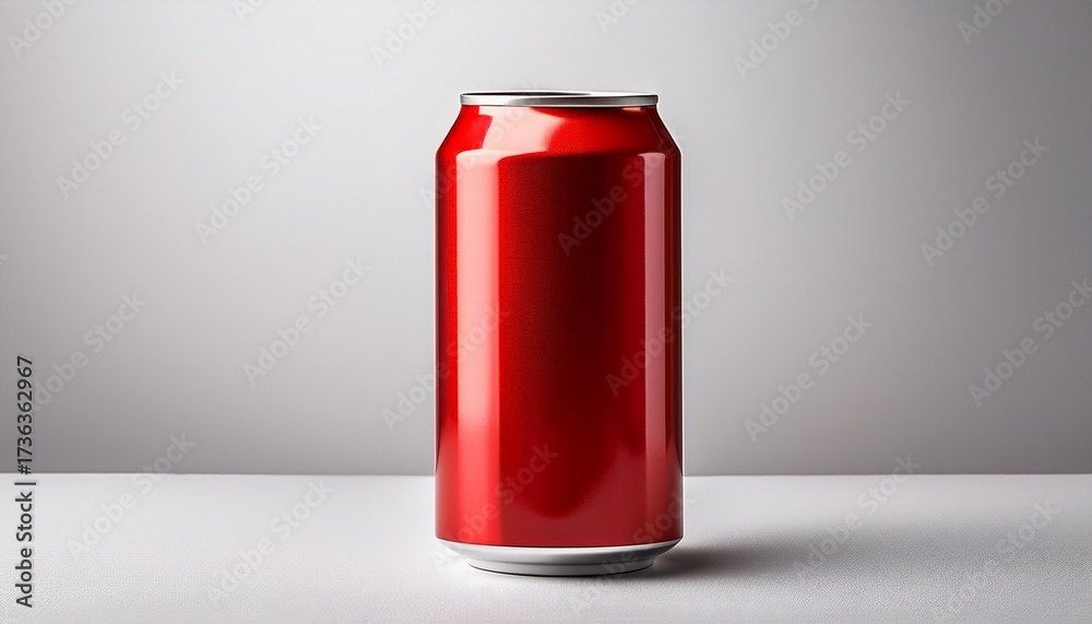 Obraz premium a minimalistic aluminum soda can with red blank label on white background