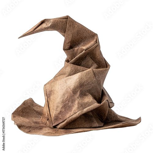Folded brown wizarding hat