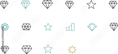 Diamond & Star Icon Set – Jewelry and Luxury Symbols