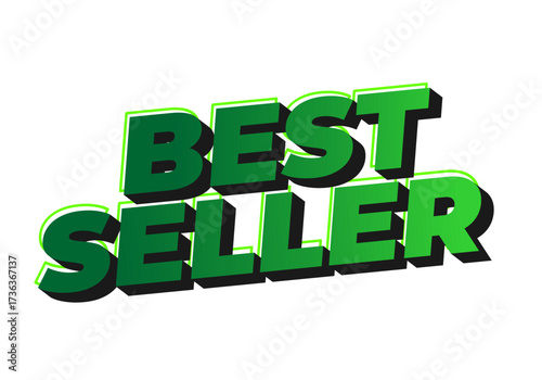 Bold text graphic featuring the words best seller in green with shadow effect