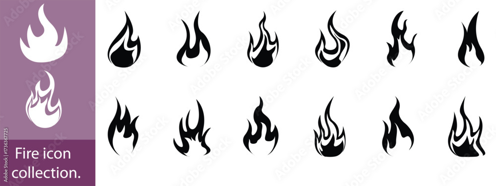 Obraz premium Flame icons set,Fire icon vector isolated on white background. Fire flame icon template. Fire flames symbol vector