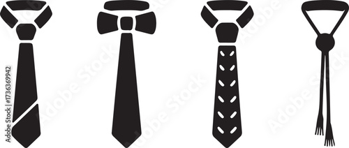 Silhouette Necktie and Bow Tie Vector Icons Collection