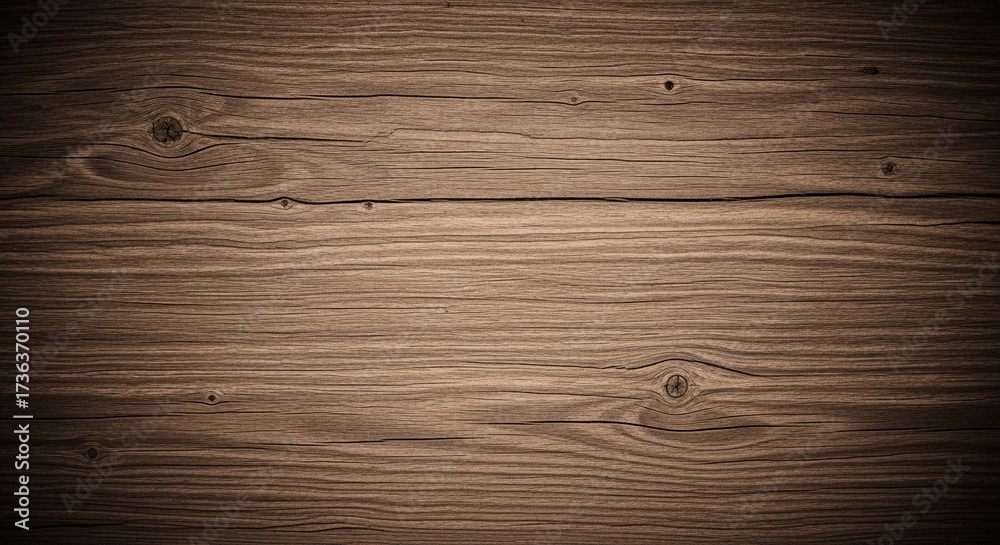 Naklejka premium Rich, rustic wooden texture with natural grain and knots, perfect for backgrounds and design projects demanding authentic charm.