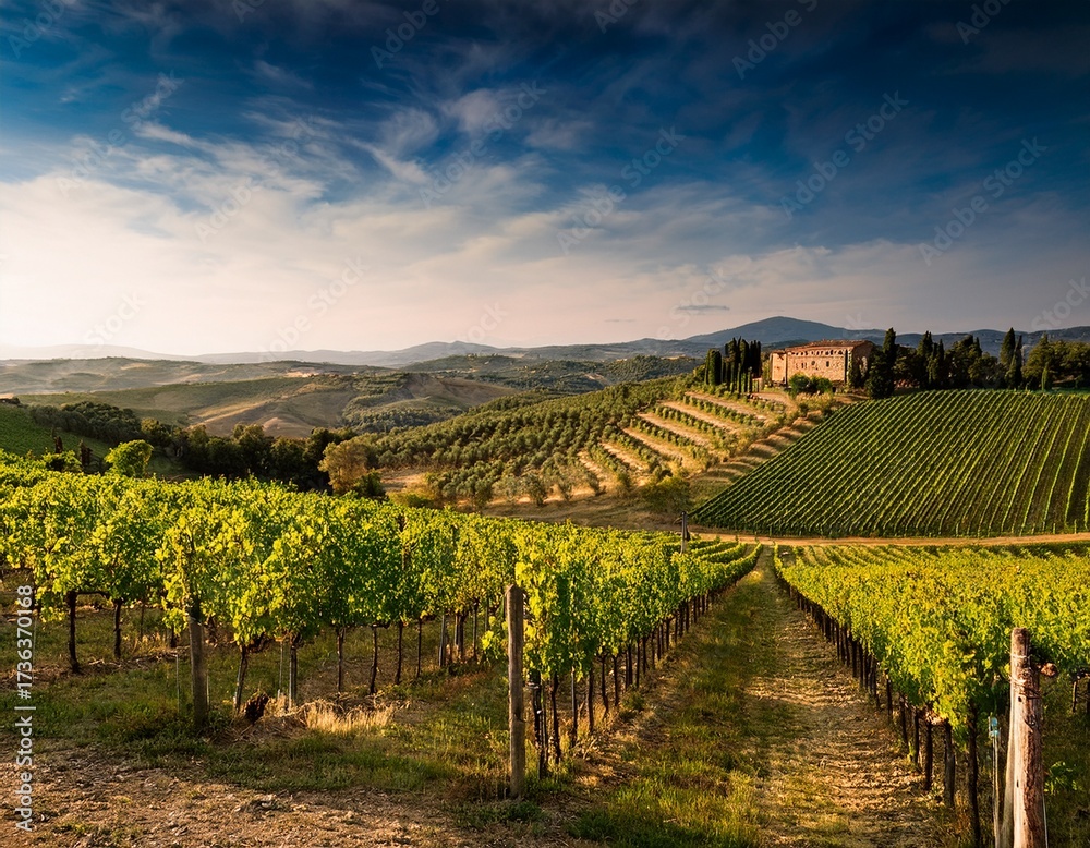 Naklejka premium the image shows a vineyard in tuscany