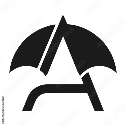 Abstract 'A' Umbrella Logo Protective Insurance Concept