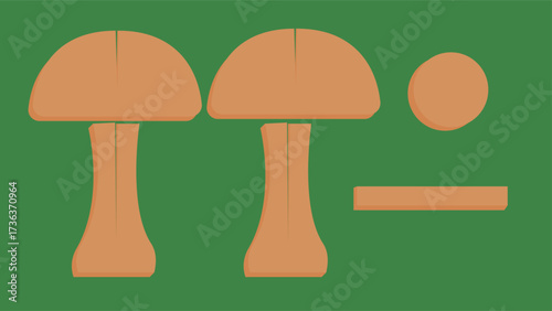 Mushroom vector illustration on green background. Mushroom icon set.