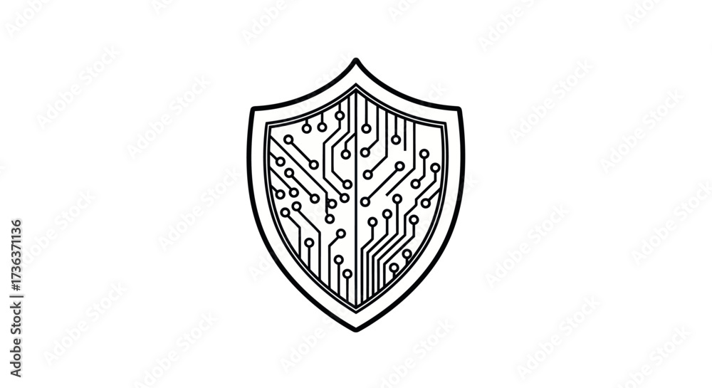 Obraz premium Digital Shield Icon with Circuit Board Pattern.