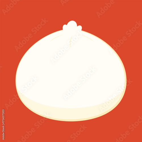 Dim sum, traditional Chinese dumplings, in bamboo steamer basket. Asian food vector illustration. Baozi or bao is Chinese food.