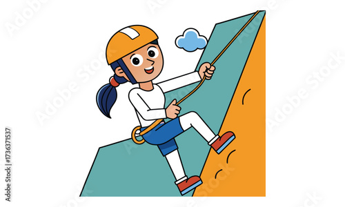 Girl Rock Climbing Cartoon