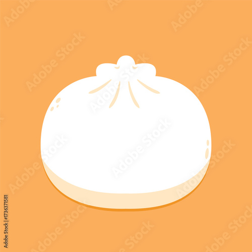 Dim sum, traditional Chinese dumplings, in bamboo steamer basket. Asian food vector illustration. Baozi or bao is Chinese food.