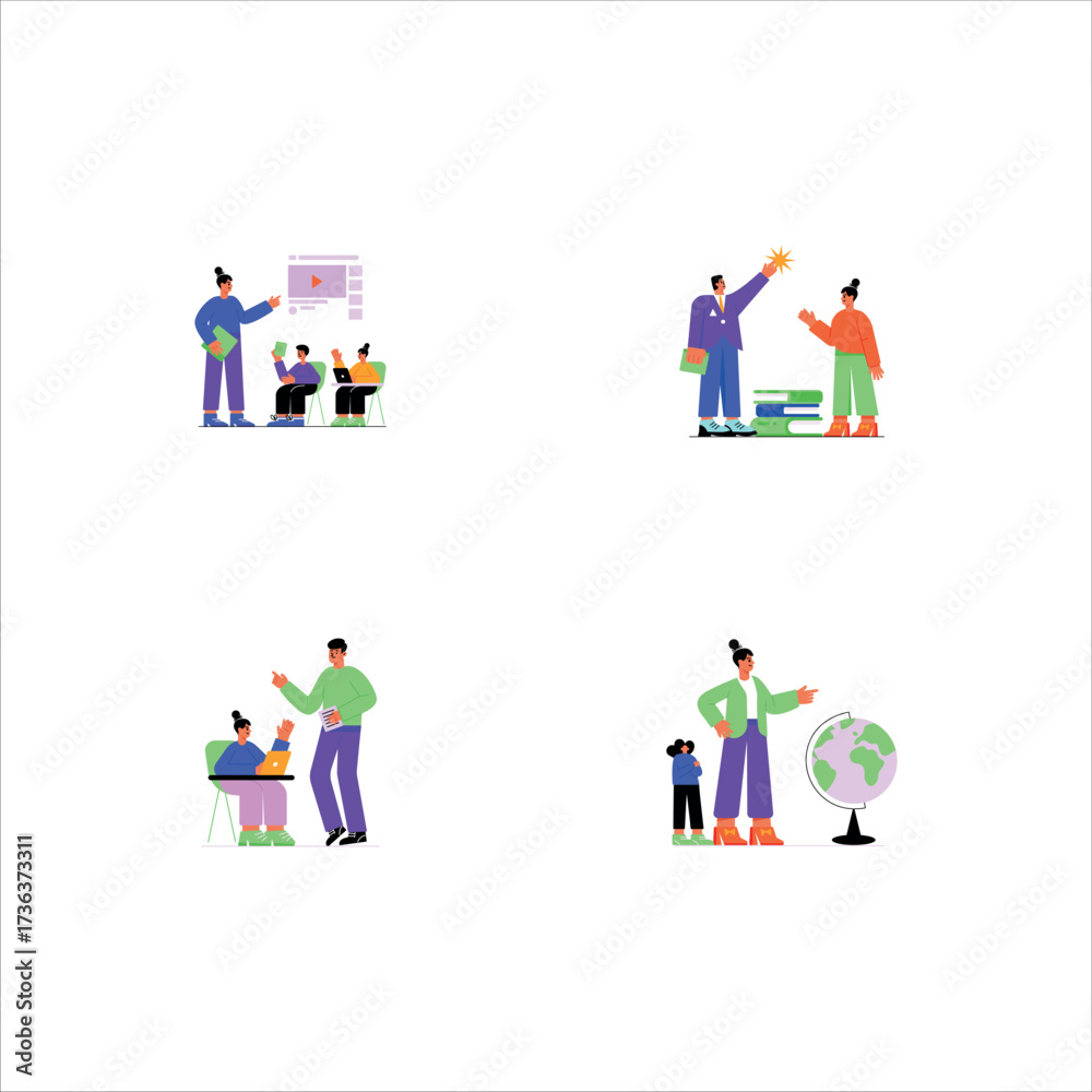 Fototapeta premium Modern Set of Study Flat Style Illustrations