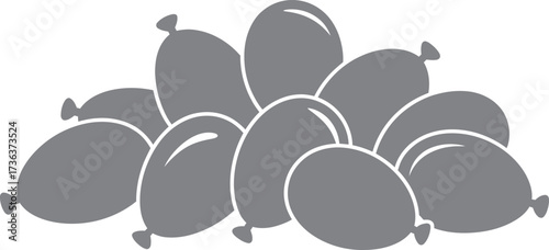 Pile of gray water balloons ready for summer fun and games