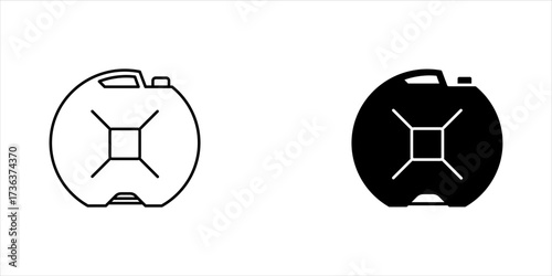 Flat icon set of Jerry cans oil. Fuel tank icon. Gasoline , Black canister icon. Petrol signs. Car petrol symbol. Auto industry. Transportation Icon Vector illustration in transparent background.