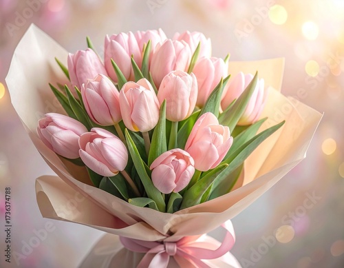 Romantic Soft Pink Tulip Bouquet
