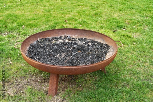 Rusty Garden Fire Bowl with Ashes