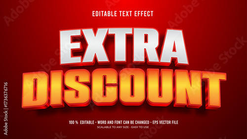 extra discount editable text effect 3d vector