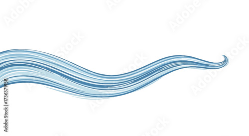 Dynamic abstract blue wave flowing line design element on white background, representing water, fluidity, and smooth movement