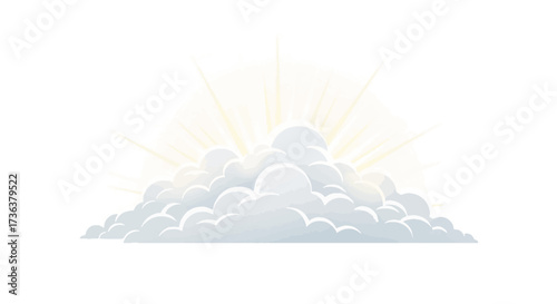 Fluffy Clouds with Radiant Sun Rays, Heavenly Light and Spiritual Glow Illustration for Peace, Hope, and All Saints Day