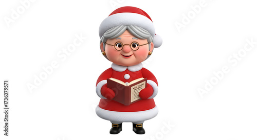 Charming mrs. claus figure singing carols holding a book festive christmas decoration
