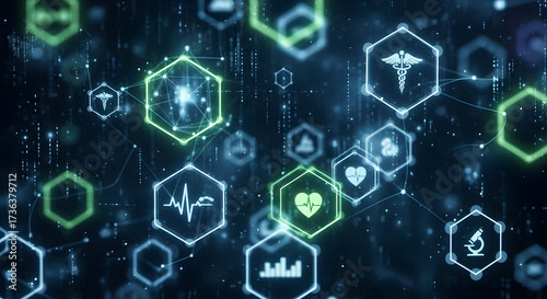 Healthcare technology network abstract concept