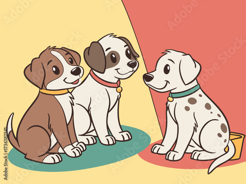 Three adorable puppies, Shelter dogs, take a dog home, pets, shelter for dogs and cats, faithful friend for advertising, for banners. High quality