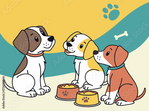 Three adorable puppies, Shelter dogs, take a dog home, pets, shelter for dogs and cats, faithful friend for advertising, for banners. High quality