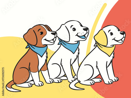 Three adorable puppies, Shelter dogs, take a dog home, pets, shelter for dogs and cats, faithful friend for advertising, for banners. High quality