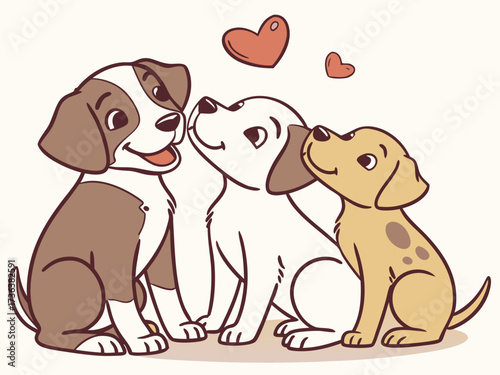 Three adorable puppies, Shelter dogs, take a dog home, pets, shelter for dogs and cats, faithful friend for advertising, for banners. High quality