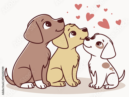 Three adorable puppies, Shelter dogs, take a dog home, pets, shelter for dogs and cats, faithful friend for advertising, for banners. High quality