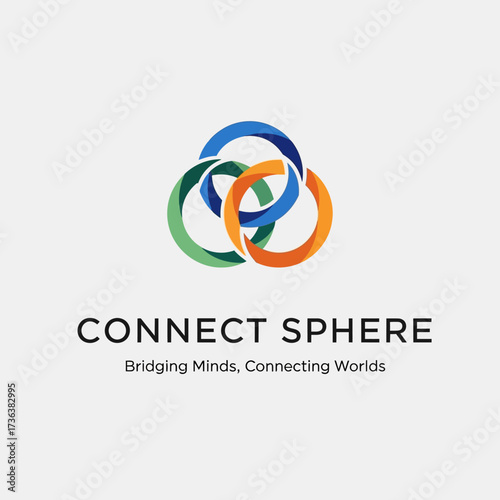 Logo design featuring three interconnected rings, representing global connection and collaboration.