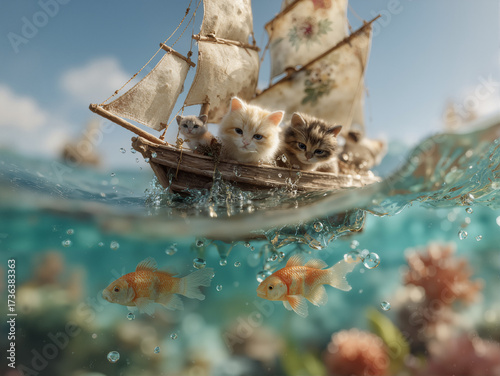 kittens on sailboat