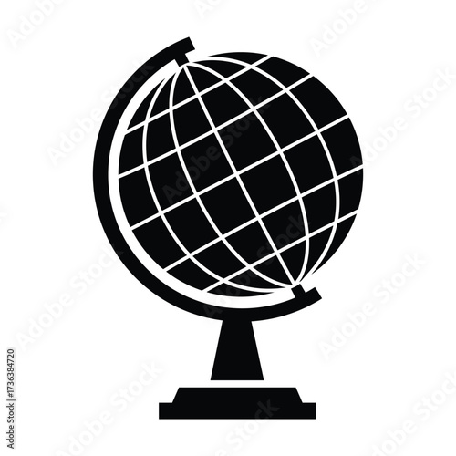Vector art of globe in black and white