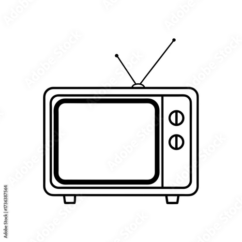 Outline drawing of a retro television set silhouette