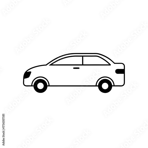 Simple outline drawing of a sedan car silhouette