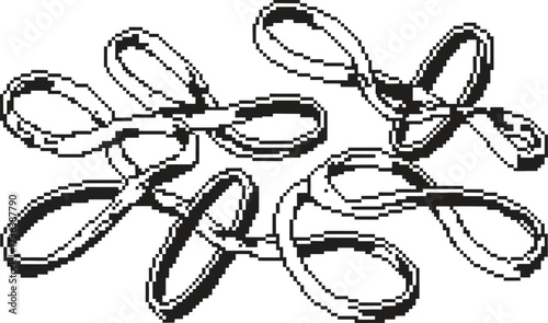 Hand drawn illustration of tangled yarn or string in a chaotic cluster