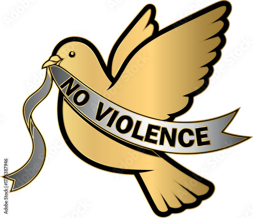 Dove of Peace with No Violence Banner.