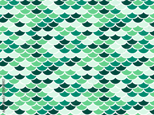 Fish scales seamless pattern. Repeating geometric background in green tones and green shades