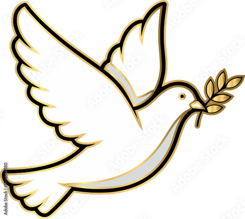 Dove with Olive Branch: Symbol of Peace and Hope.
