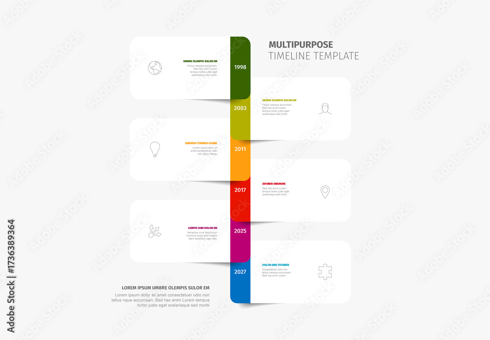 Large Visual Timeline Multipurpose Vertical Timeline Infographic Template with Colorful ...
