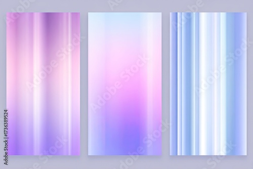 Three vertical, colorful abstract backgrounds with vertical light reflections